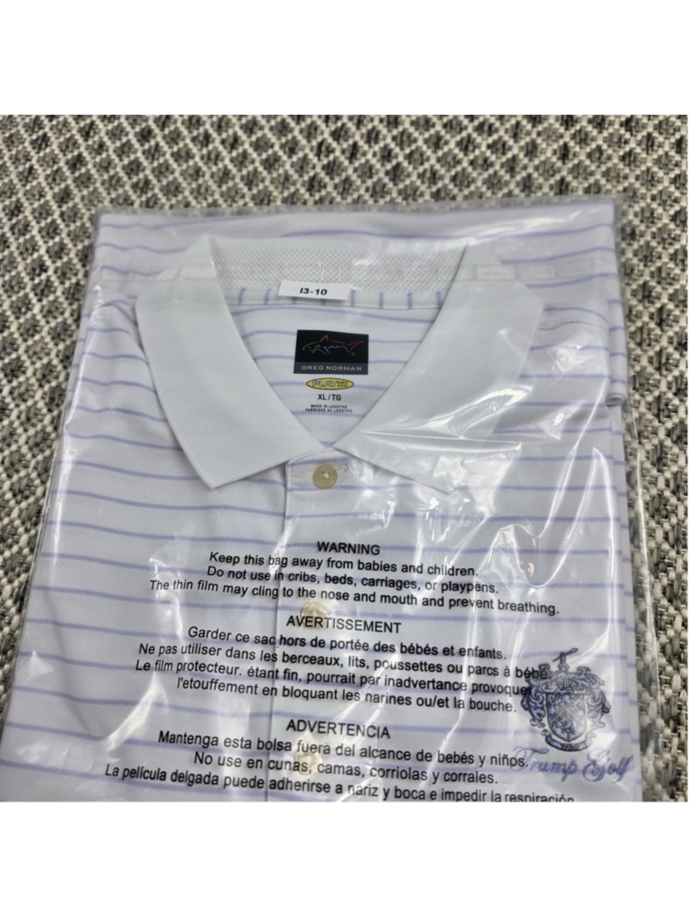 Greg Norman TRUMP NATIONAL DORAL Gray Striped Golf Polo Shirt Mens XL - Picture 8 of 8